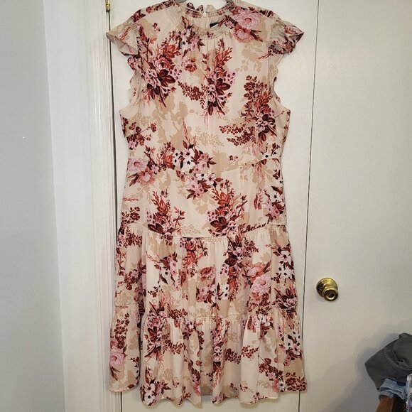 Alex Marie‎ Pink Floral Dress Flutter Sleeve Ruffle   Women's Size 18 - Picture 1 of 11